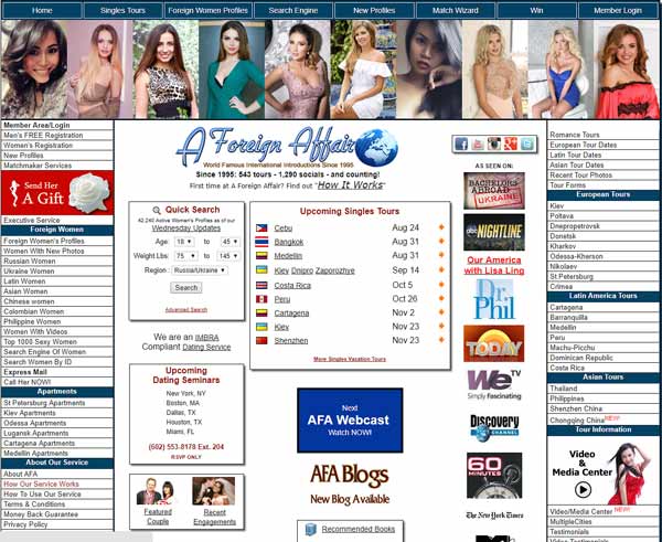 A Foreign Affair is an international dating service to meet Russian women, Latin women & Asian women.